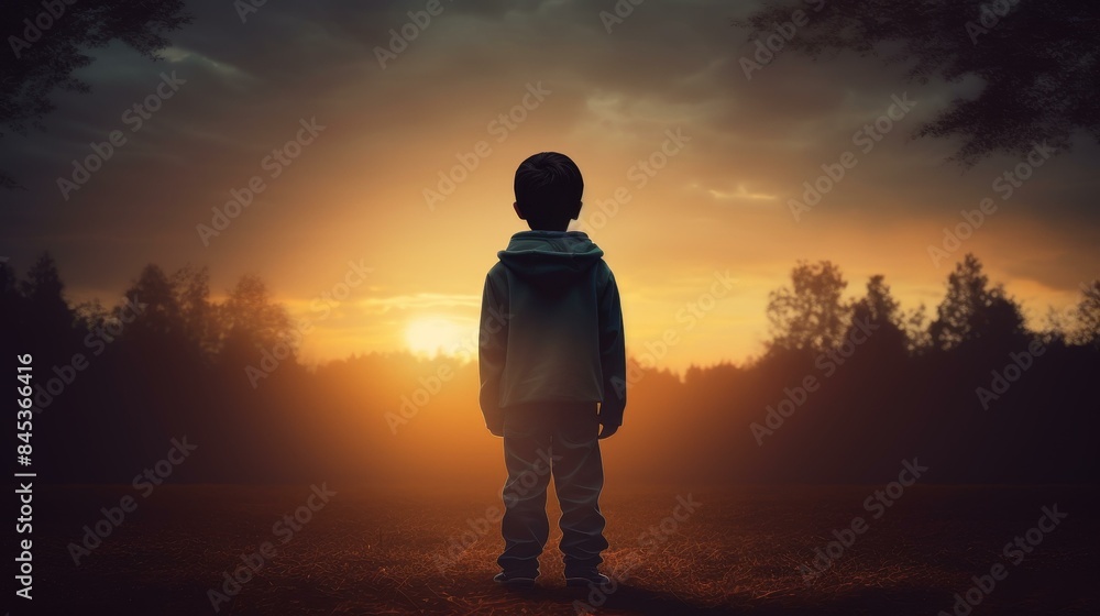 Stunning highres image of a boy silhouette against a vibrant sunset, perfect for outdoor adventure or childhoodthemed content. Stunning highres image of a boy silhouette against a vibrant sunset, perfect for outdoor adventure or childhoodthemed content.