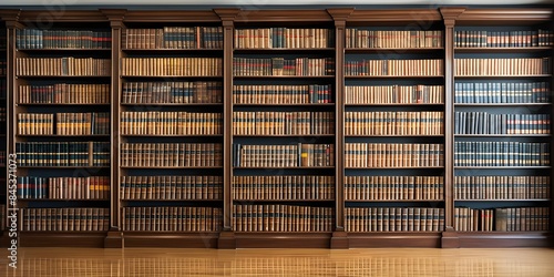 Law firms extensive library filled with legal reference books in rows. Concept Law Firm, Legal Reference Books, Extensive Library, Rows, Legal Research photo