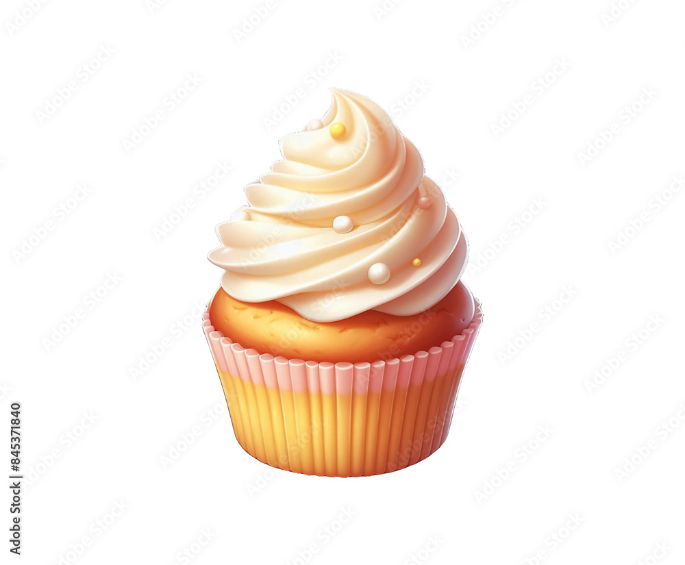 Tasty chocolate cupcake with whipped cream isolated on transparent background Tasty chocolate cupcake with whipped cream isolated on transparent background