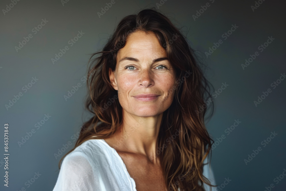 Fototapeta premium A close up portrait of a woman with a subtle smile
