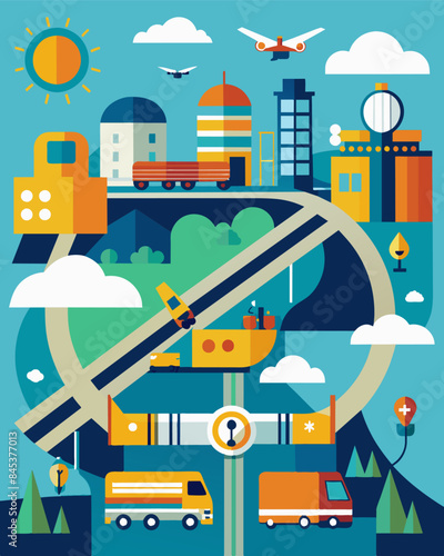 The stimulation of infrastructure projects created jobs and provided muchneeded upgrades to roads bridges and transportation systems.. Vector illustration