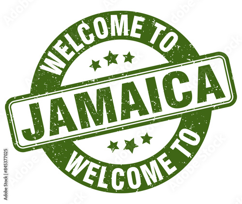 Welcome to Jamaica stamp. Jamaica round sign