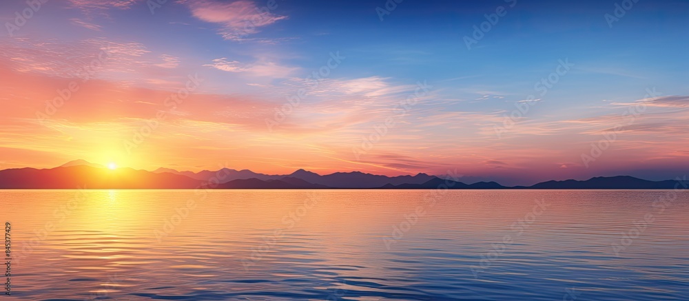 Fototapeta premium beautiful sunlight sunset for background. Creative banner. Copyspace image