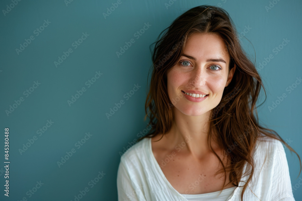 Fototapeta premium A close up portrait of a woman with a subtle smile
