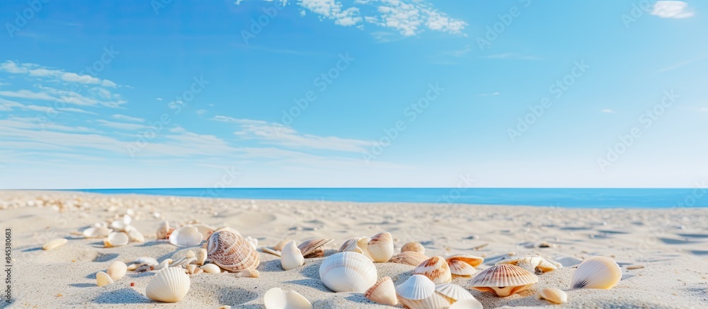 shells on the beach in sand. Creative banner. Copyspace image shells on the beach in sand. Creative banner. Copyspace image