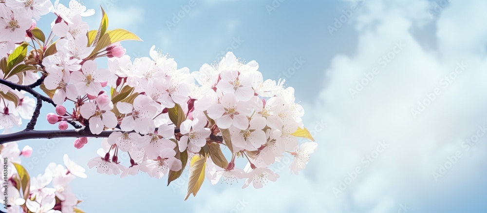 Fototapeta premium branches of a flowering apple tree. Creative banner. Copyspace image