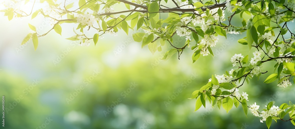 Beautiful spring leaves on tree outdoors. Creative banner. Copyspace image Beautiful spring leaves on tree outdoors. Creative banner. Copyspace image