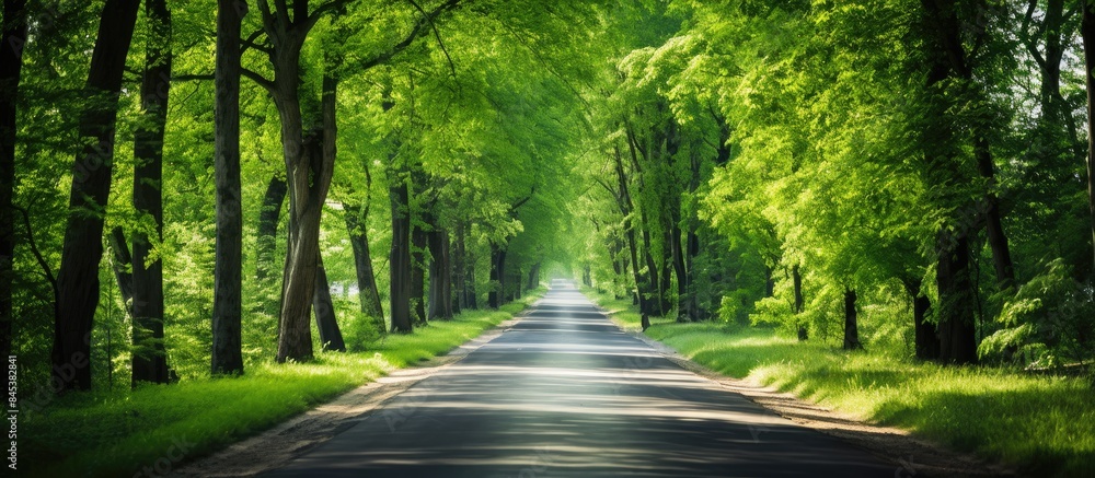 Summer forest road. Creative banner. Copyspace image Summer forest road. Creative banner. Copyspace image