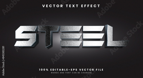 Modern Steel editable text effect Template with shiny and elegant text style