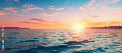 Sunset landscape by the water. Creative banner. Copyspace image