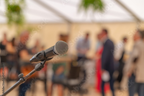 Obraz na plátně Photographie de microphone pour des événement, musique, etc.