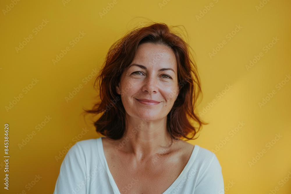 A close up portrait of a woman with a subtle smile A close up portrait of a woman with a subtle smile