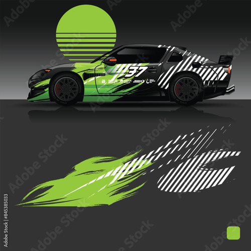 futuristic cyberpunk racing car stripe sticker decals for extreme sports, 2d illustration