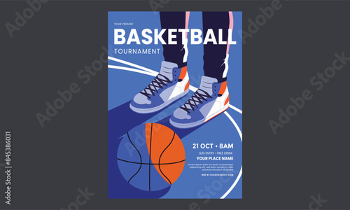 Illustration basketball tournament poster template