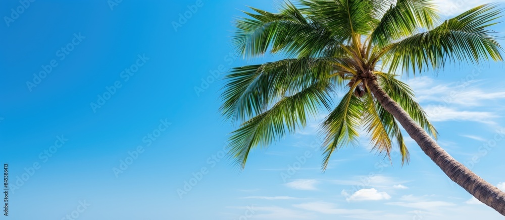 Fototapeta premium green palm tree. Creative banner. Copyspace image