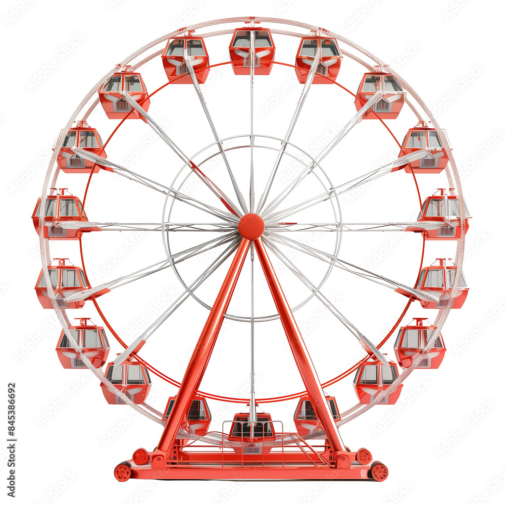 Red and White Ferris Wheel with Gondolas