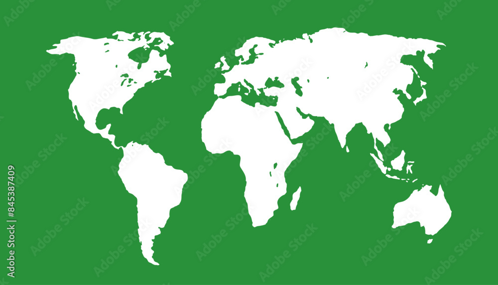 World map. Modern green vector map. Silhouette map World map. Modern green vector map. Silhouette map