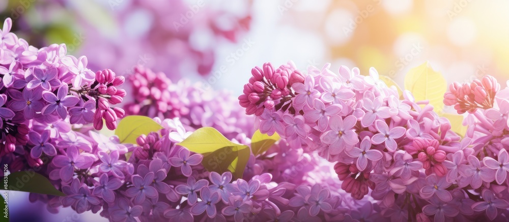 Fototapeta premium Lilac flowers in spring. Creative banner. Copyspace image