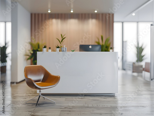 Blank logo mockup in the office lobby waiting room