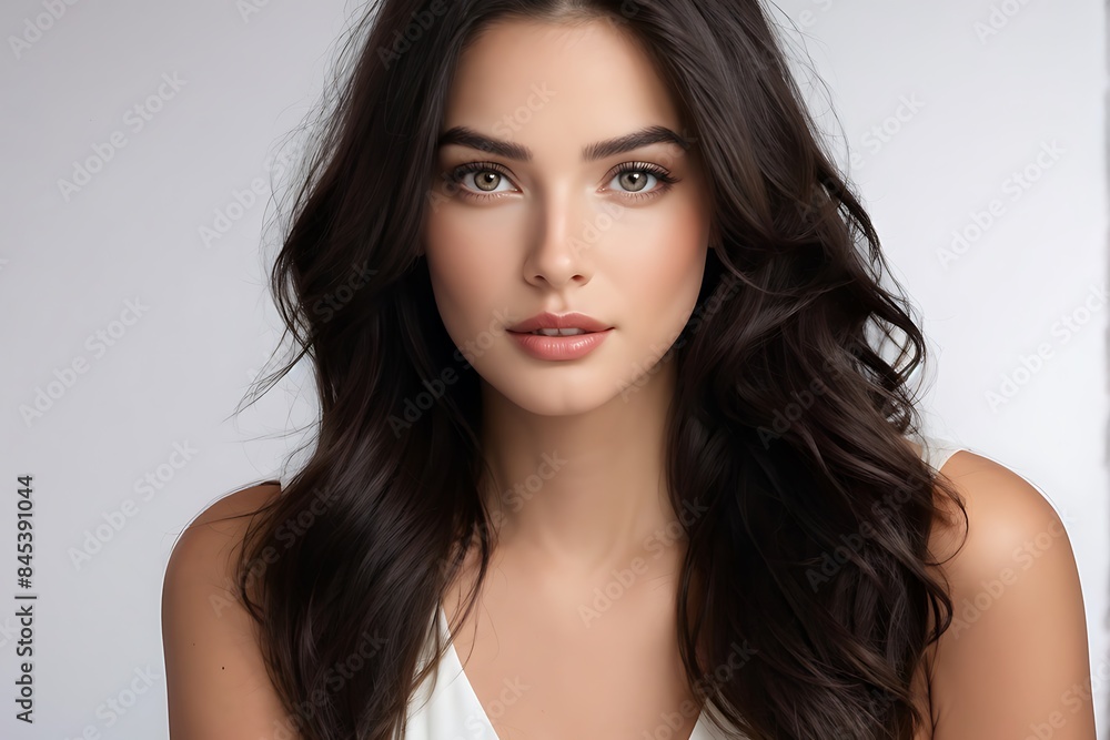 Portrait of a Beautiful Young Woman with Pristine Skin, Highlighting Face Care, Cosmetology, and Spa Portrait of a Beautiful Young Woman with Pristine Skin, Highlighting Face Care, Cosmetology, and Spa
