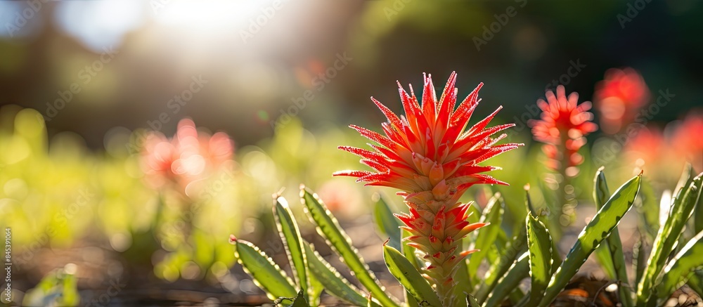 Blossoming Aloe Ferox succulent flower in the summer light. Creative banner. Copyspace image Blossoming Aloe Ferox succulent flower in the summer light. Creative banner. Copyspace image