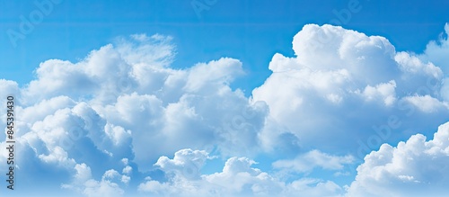 Blue sky with white clouds Beautiful sky background and wallpaper Clear day and good weather. Creative banner. Copyspace image