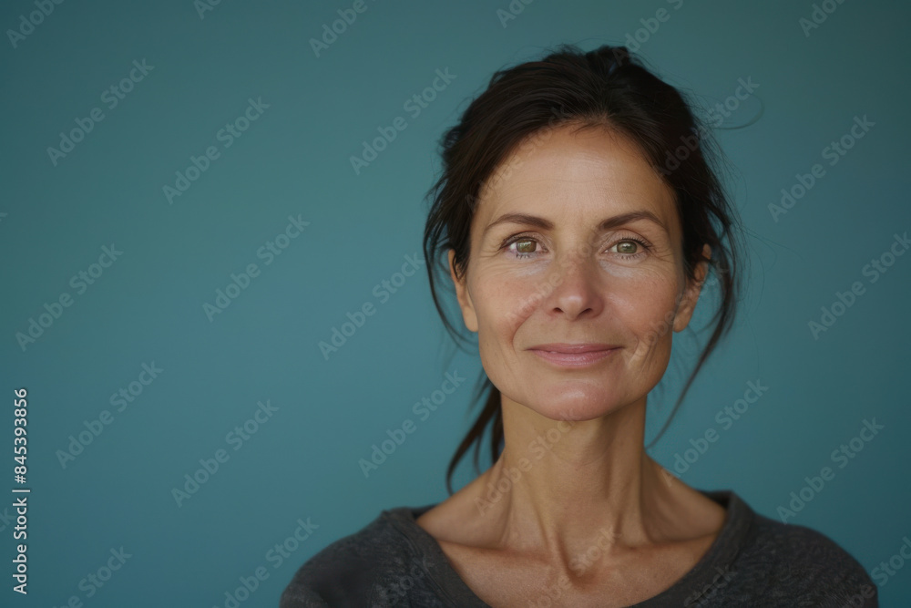 Obraz premium A close up portrait of a woman with a subtle smile