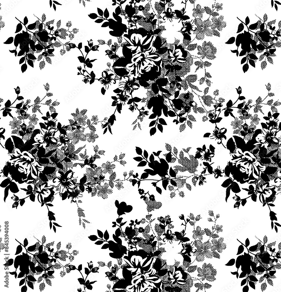 set of black and white flowers set of black and white flowers