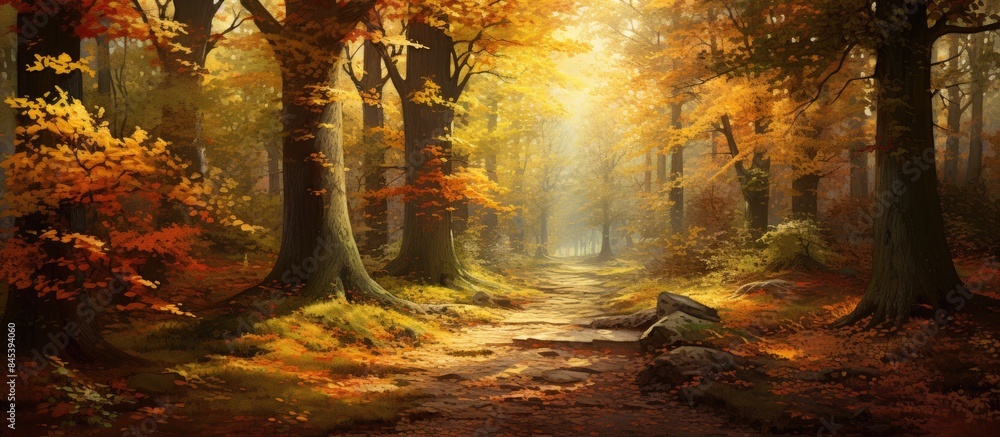 deserted way in a park in the middle of trees during indian summer. Creative banner. Copyspace image deserted way in a park in the middle of trees during indian summer. Creative banner. Copyspace image