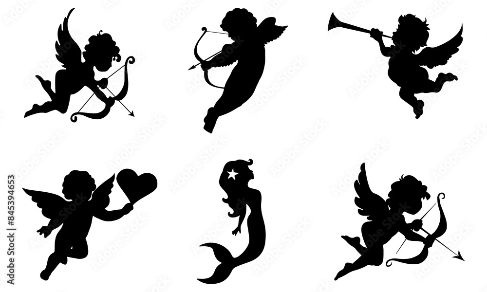 Cute Cupid Silhouettes decorated Cute Cupid Silhouettes decorated
