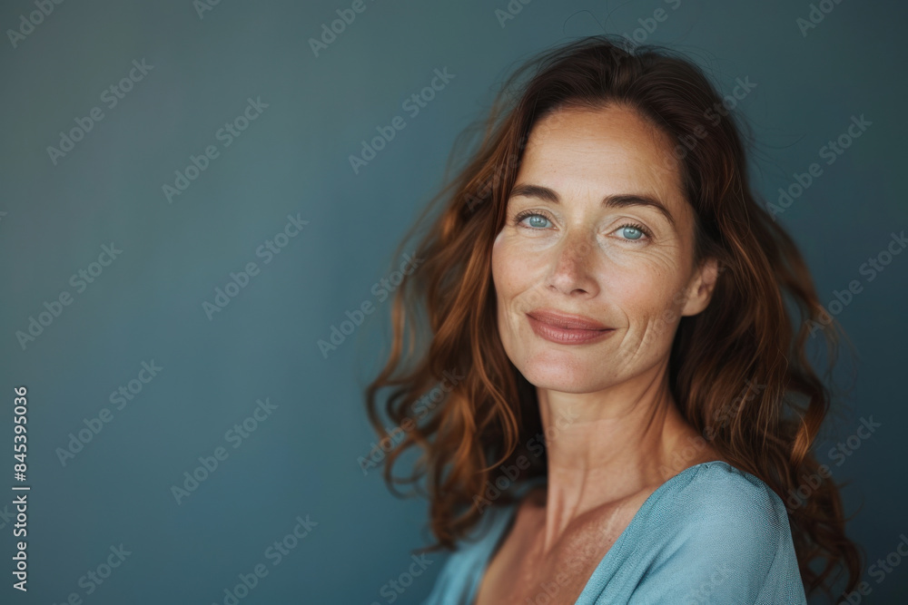 A close up portrait of a woman with a subtle smile A close up portrait of a woman with a subtle smile