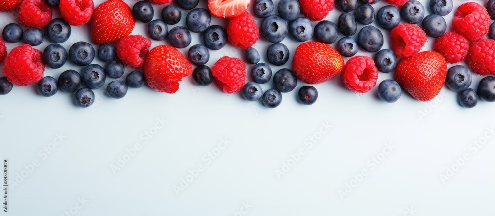 popsicle raspberries and strawberries with blueberries on the table. Creative banner. Copyspace image popsicle raspberries and strawberries with blueberries on the table. Creative banner. Copyspace image