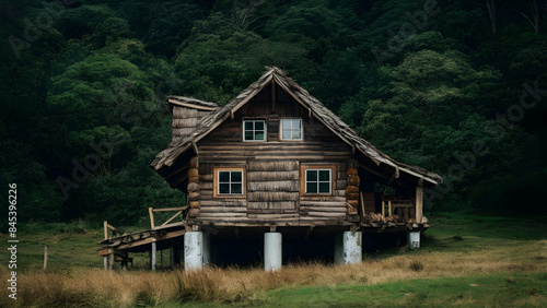 old wooden house in forest