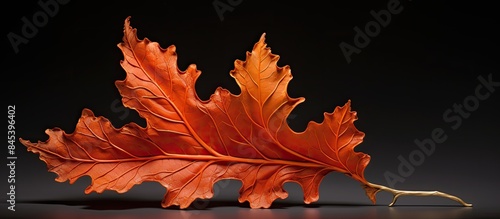 Orange and red single leaf detailed. Creative banner. Copyspace image