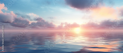 Sunrise and reflection on the sea. Creative banner. Copyspace image