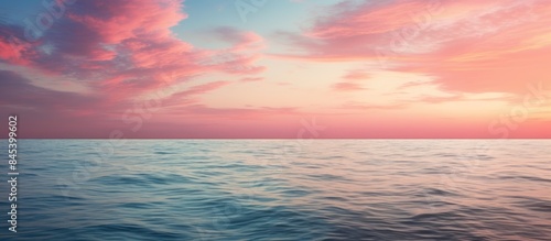 Sunset with pink sky and sea. Creative banner. Copyspace image © HN Works