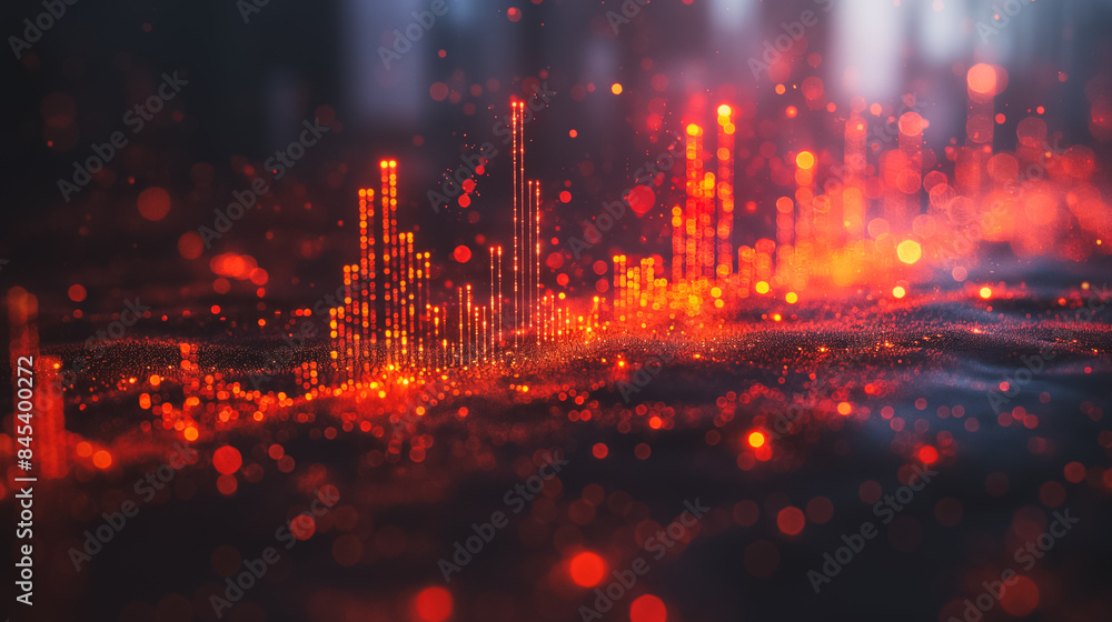 Obraz premium a computer screen with a graph graph on it stock market growth, business investing and data concept with 3d digital financial chart graphs