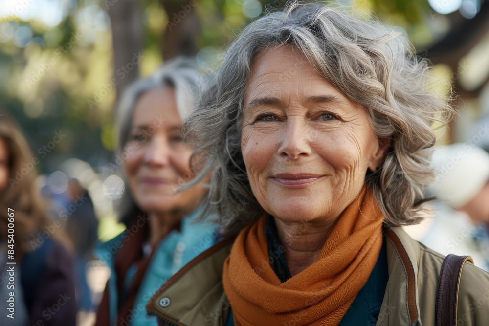 Portrait of a smiling senior woman with her friends in the background Portrait of a smiling senior woman with her friends in the background