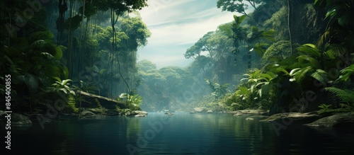 The trees in the tropical rain forest. Creative banner. Copyspace image