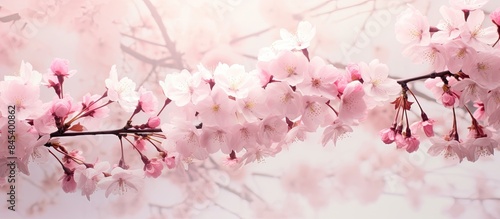 Beautiful pink flowers in ivory garden. Creative banner. Copyspace image