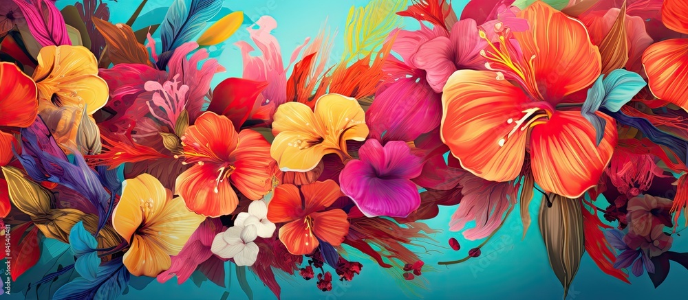 Sweet Flowers Wallpaper Illustrations that add effects to bright colors. Creative banner. Copyspace image