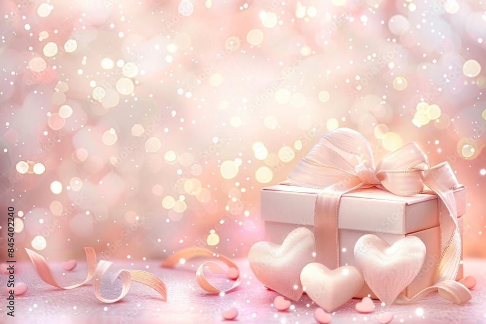 Ivory-themed Gift Box and Ribbons on Gradient Background for Stylish Presents Ivory-themed Gift Box and Ribbons on Gradient Background for Stylish Presents