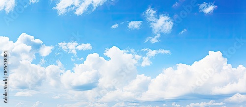 Fototapeta Naklejka Na Ścianę i Meble -  Beautiful of blue clouds sky on bottom view. Creative banner. Copyspace image