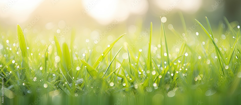 CLOSE UP PICTURE OF GREENISH FRESH GRASS IN BEAUTIFUL MORNING. Creative banner. Copyspace image CLOSE UP PICTURE OF GREENISH FRESH GRASS IN BEAUTIFUL MORNING. Creative banner. Copyspace image