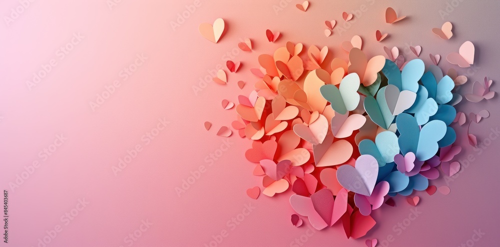Vibrant Gradation Background with Intricate Heart-shaped Paper Cutout Vibrant Gradation Background with Intricate Heart-shaped Paper Cutout