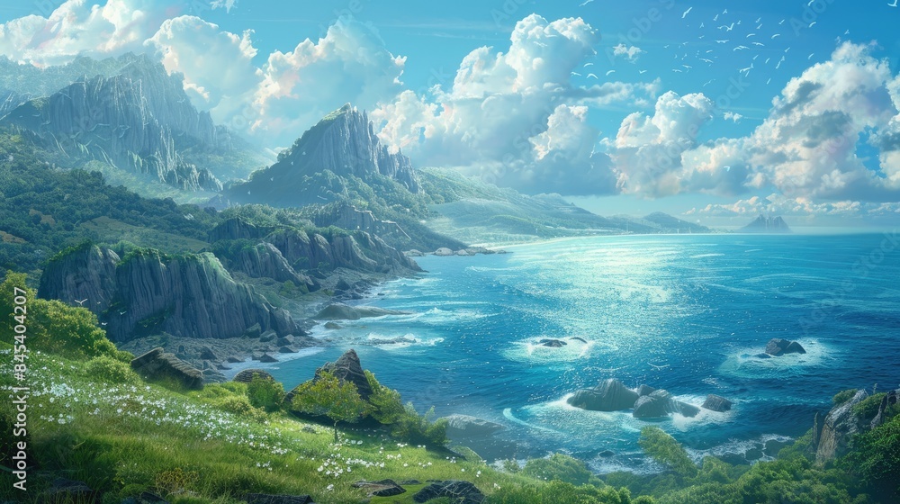 Coastal Scenery with Peaks Seaside Hills Scenic View Backgrounds Coastal Scenery with Peaks Seaside Hills Scenic View Backgrounds