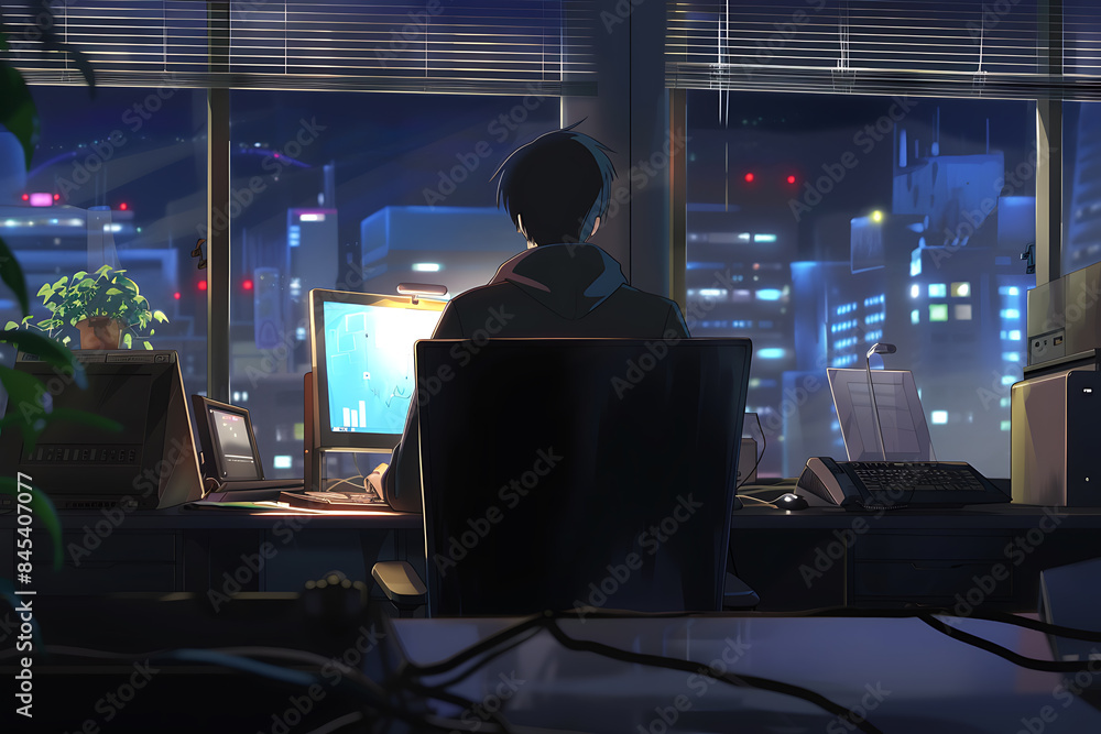 A silhouette of a hacker behind a computer, representing cybersecurity threats and digital protection in a modern and high-tech context A silhouette of a hacker behind a computer, representing cybersecurity threats and digital protection in a modern and high-tech context