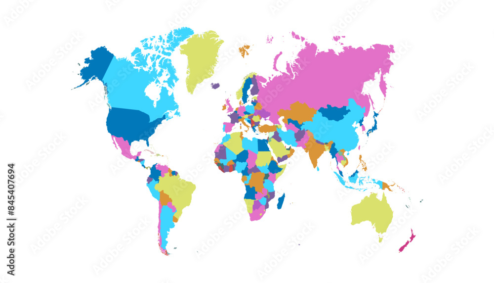 Obraz premium World map. Modern color vector map. Silhouette map. 