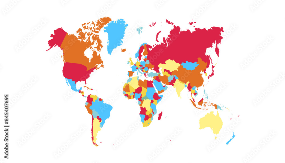 Obraz premium World map. Modern color vector map. Silhouette map. 