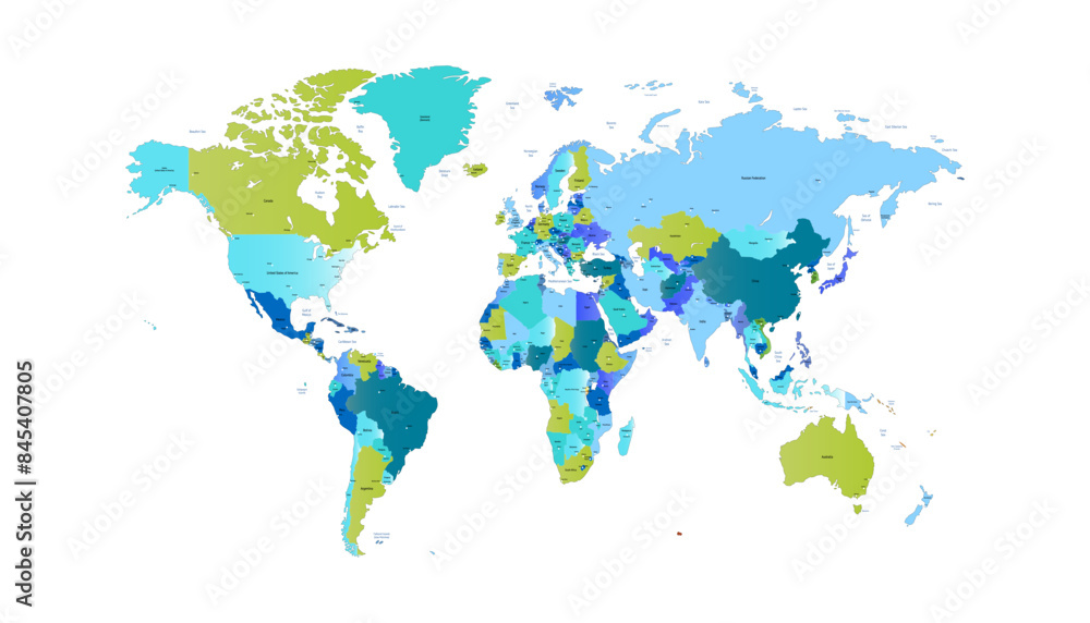 Obraz premium World map. Modern color vector map. Silhouette map. 